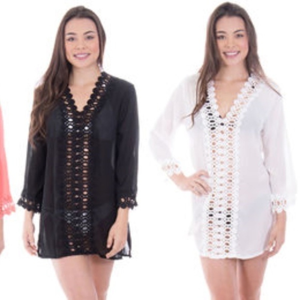 MEDIUM Lace and Chiffon Bathing Suit Cover or Blouse